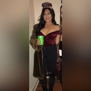 Red velvet women’s body suit. Worn once